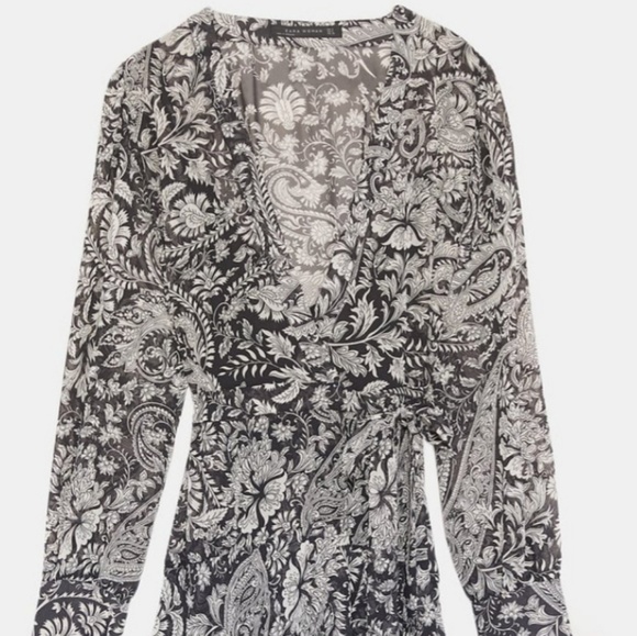Zara Crossed Print Dress XL EUC - Picture 2 of 8